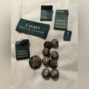 Lot of 9 LaurenRalph Lauren Tortoise Shell Silver Horse Head Replacement buttons